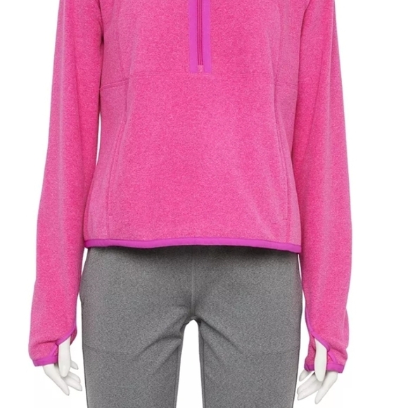 NWT 2XL Quarter Zip Mock Neck Fleece Pull Over Top w Kangaroo Pocket - Picture 5 of 9